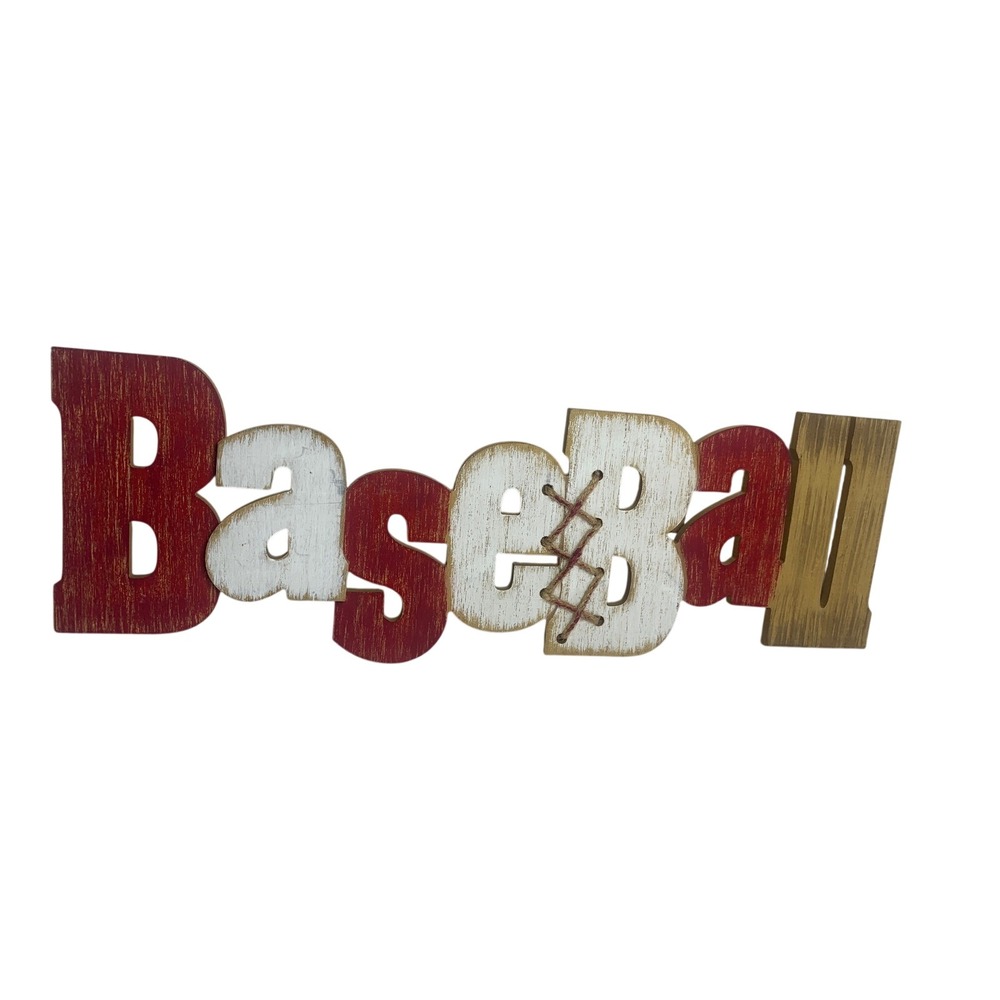 Men's Cave Rustic Wooden Baseball Wall Art Sign Distressed Sports Decor